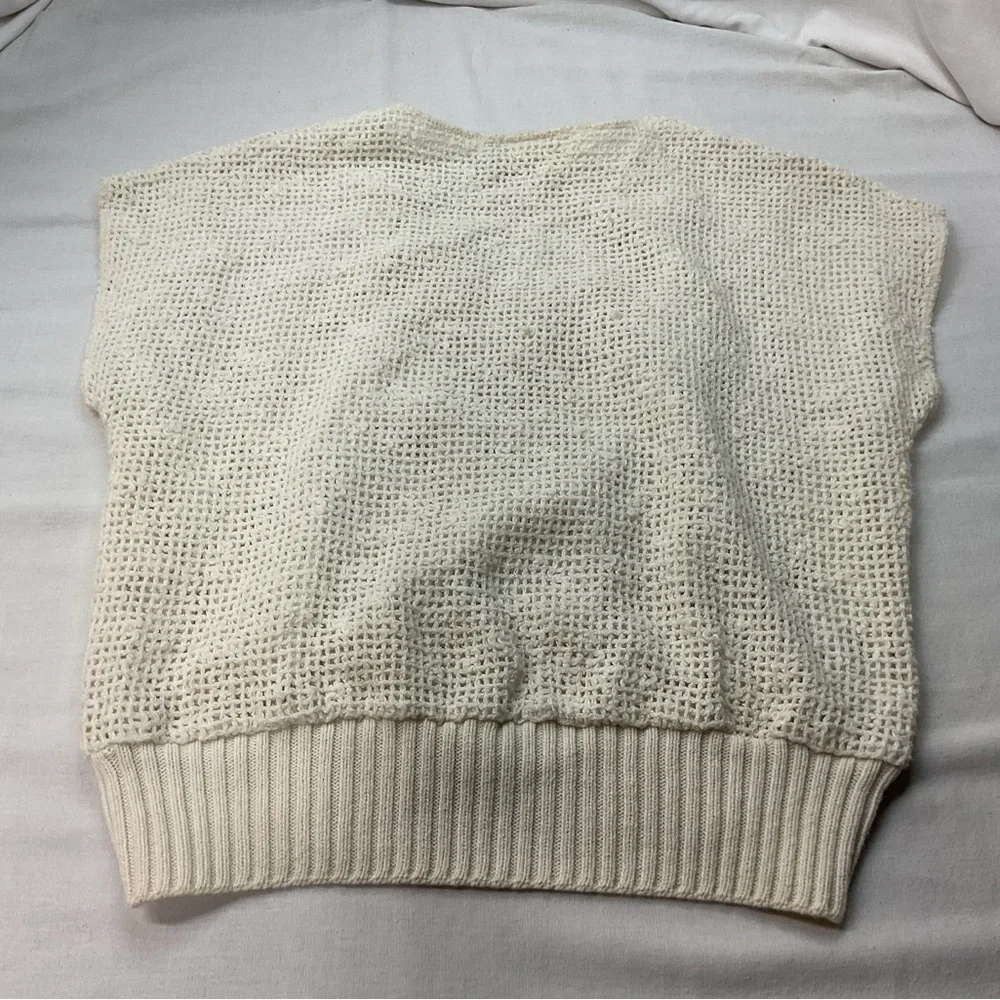 Campus Casuals Beige Sweater Vest, Size S, Knitted Cropped Boho Vintage Casual - Picture 7 of 7